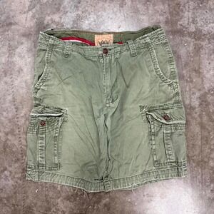 Red Camel Mens Baggy Skater Cargo Shorts Green Y2K Vintage Size 36